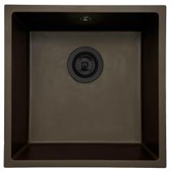 GraniteMy Universal Гранитна мивка цвят кафе 40x40 cm, монтаж под, над и на нивото на плота, с черна цедка 1208967216