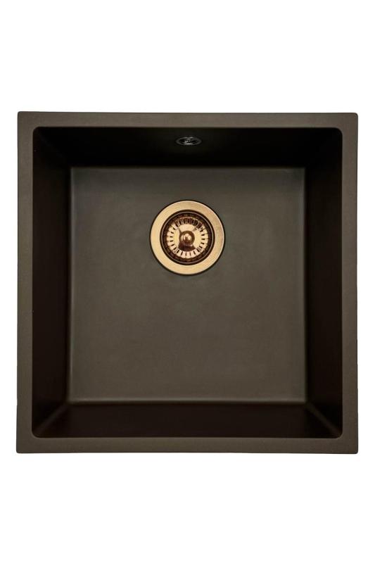 GraniteMy Universal Гранитна мивка цвят кафе 40x40 cm, монтаж под, над и на нивото на плота, с медна цедка 1208967217
