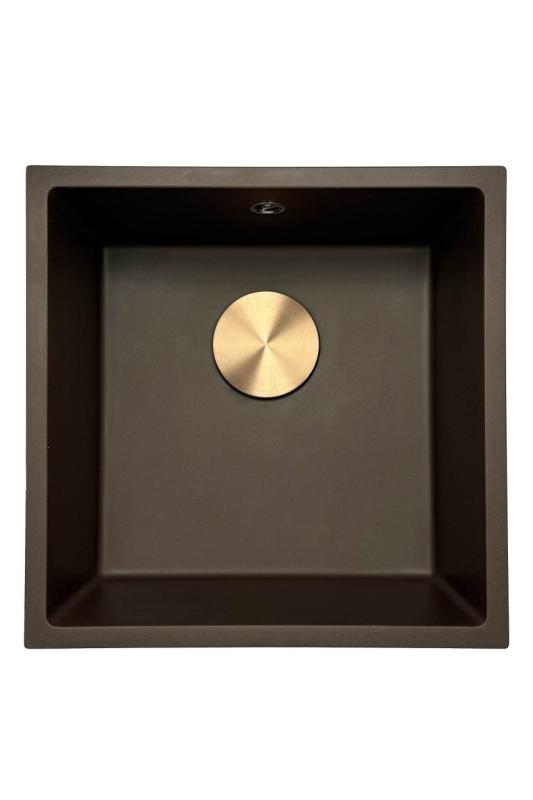 GraniteMy Universal Гранитна мивка цвят кафе 40x40 cm, монтаж под, над и на нивото на плота, с медна цедка 1208967217