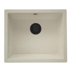 GraniteMy Universal Гранитна мивка в пясъчно бежово 50x40 cm, монтаж под, над и на нивото на плота, с черна цедка 1208967220
