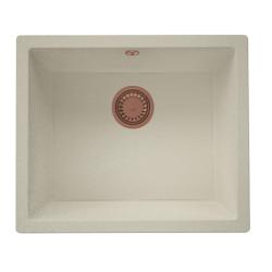 GraniteMy Universal Гранитна мивка в пясъчно бежово 50x40 cm, монтаж под, над и на нивото на плота, с медна цедка 1208967221