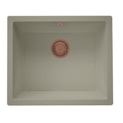 GraniteMy Universal Гранитна мивка в сиво 50x40 cm, монтаж под, над и на нивото на плота, с медна цедка 1208967225