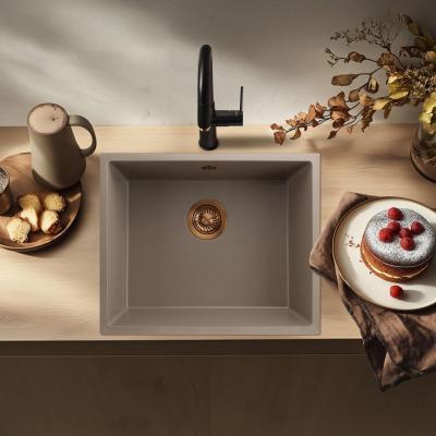 GraniteMy Universal Гранитна мивка в сиво 50x40 cm, монтаж под, над и на нивото на плота, с медна цедка 1208967225