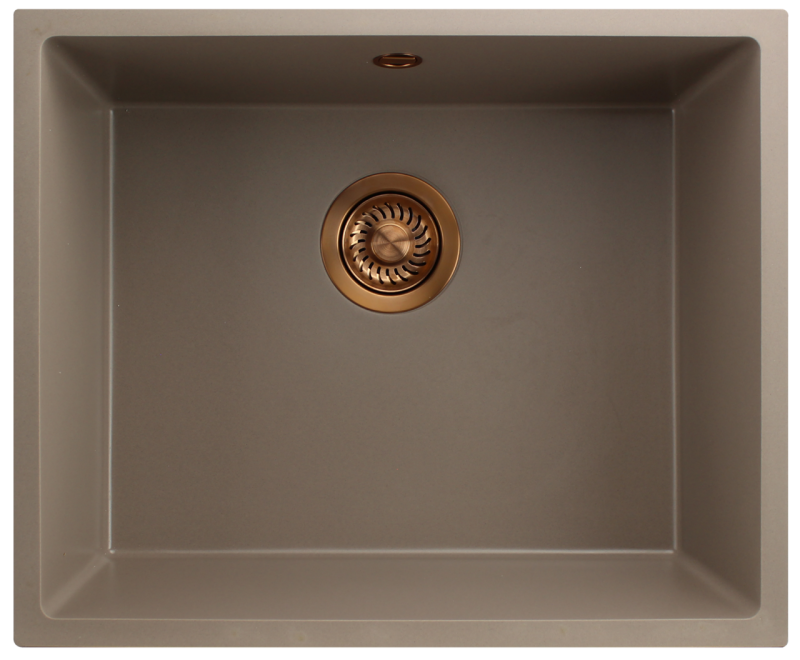 GraniteMy Universal Гранитна мивка в сиво 50x40 cm, монтаж под, над и на нивото на плота, с медна цедка 1208967225