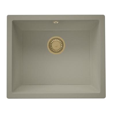 GraniteMy Universal Гранитна мивка в сиво 50x40 cm, монтаж под, над и на нивото на плота, златиста цедка 1208967226