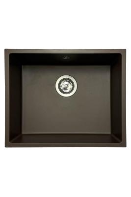 GraniteMy Universal Гранитна мивка в цвят кафе 50x40 cm, монтаж под, над и на нивото на плота, с иноксова цедка 1208967227