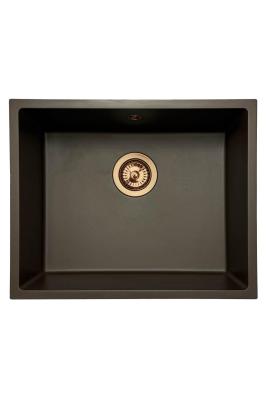 GraniteMy Universal Гранитна мивка в цвят кафе 50x40 cm,  монтаж под, над и на нивото на плота, с медна цедка 1208967229
