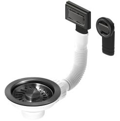 Granitemy комплект за кошница PVD, четкано оръжие, комплект за отвод на мивка, включително преливник, кръгъл и правоъгълен 1208967253