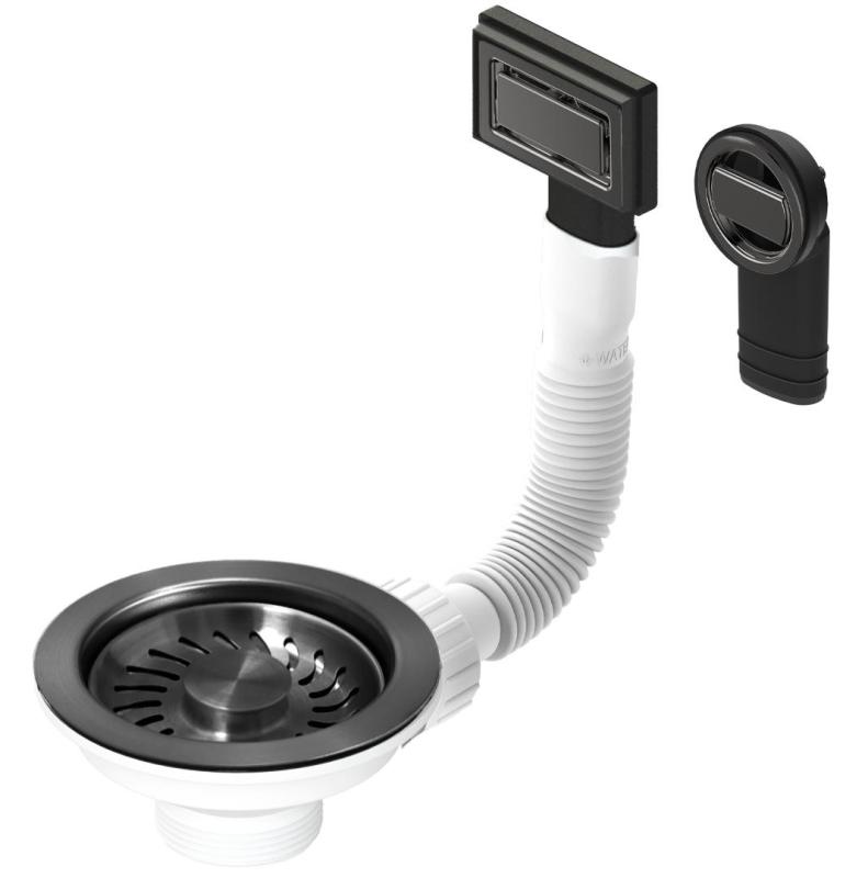 Granitemy комплект за кошница PVD, четкано оръжие, комплект за отвод на мивка, включително преливник, кръгъл и правоъгълен 1208967253