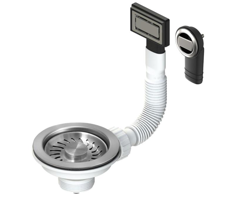 Гранитният комплект коркови тапи от неръждаема стомана, комплект за оттичане на мивка, вкл. окръгъл и правоъгълен прелив 1208967254