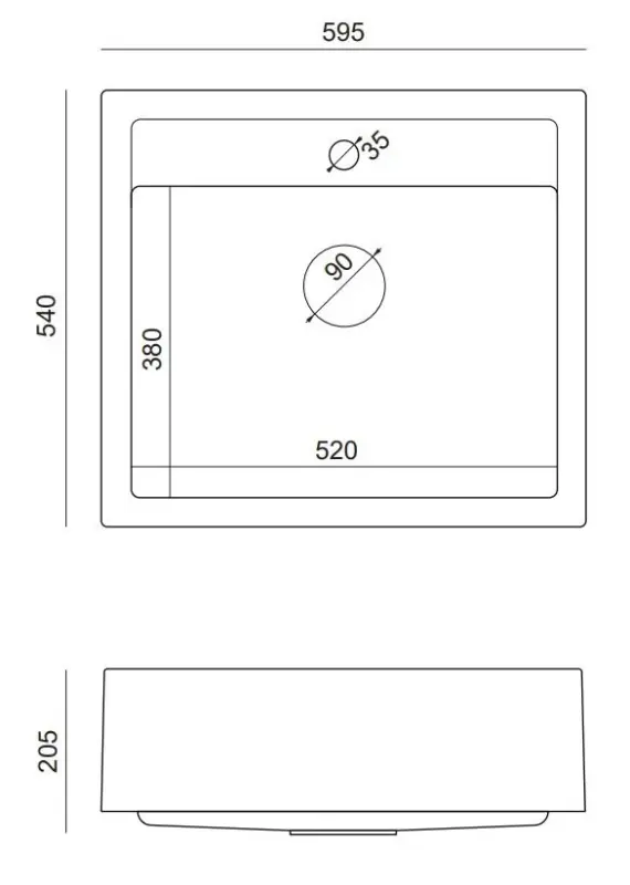 Куадри Ферма къща селска вградена или надстройка гранитна мивка матово бяло с златна тапа 595x540мм 1208967264