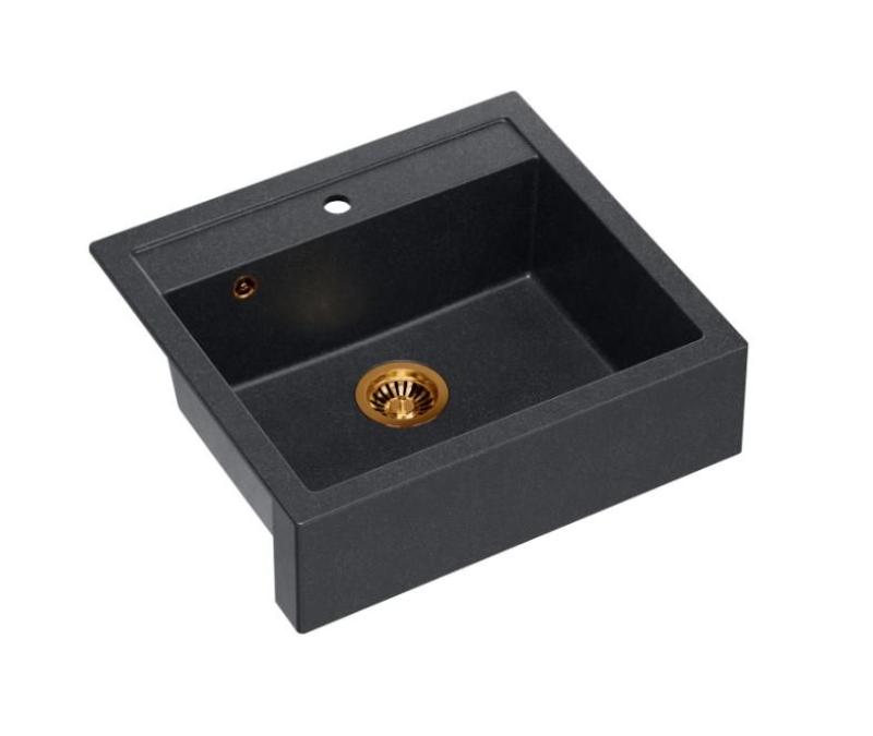 Quadri Farmhouse селска вградена или надградена гранитна мивка антрацит с медна запушалка 595x540mm 1208967266