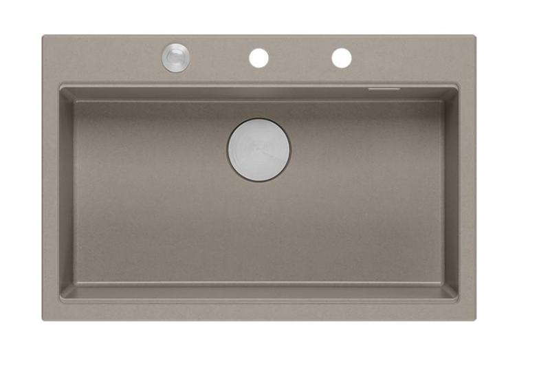 Квадри Hard Rock таупе гранитна мивка за монтаж с размери 76x50 см, включително неръждаема тапа и аксесоари 1208967270