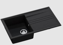 Гранитна мивка GraniteMy Vesi extra плитка, надплотна, черна, 86x50 см, с реверсивна капкова повърхност и неръждаема тапа 1208967279