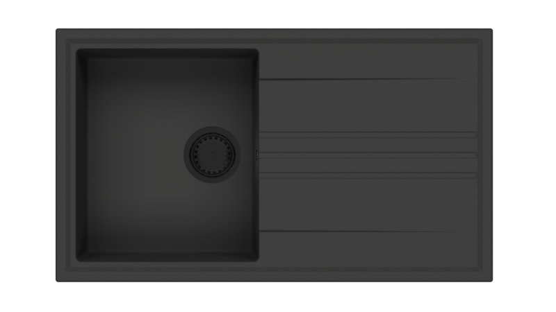 GraniteMy Води гранитно построена черна мивка 86x50см със сушилня обратима с черен щепсел 1208967288