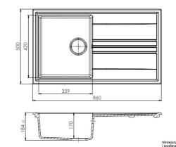 Гранитна мивка GraniteMy Vesi extra плитка гранитна мивка на плот бяла 86x50см с отцедник, обратима, с черен клапан 1208967292