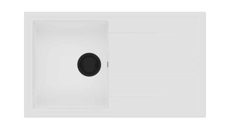 ГранитMy Веси гранитен монтажен бял мивка 86x50cm с оттичане обръщаем с черен щепсел 1208967292