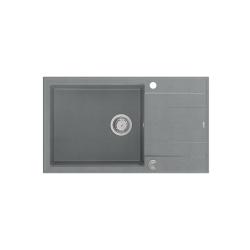 Quadri Luton сив гранитен голям мивка с отцедник, обратима, 86x50см, с неръждаема стомана запушалка 1208967330