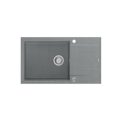 Quadri Luton сив гранитен голям мивка с отцедник, обратима, 86x50см, с неръждаема стомана запушалка 1208967330