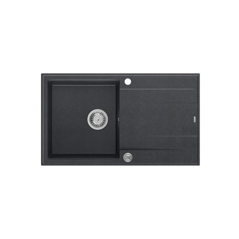 Quadri Luton антрацит гранитен мивка с отводна плоча, обръщаема 86x50cm с неръждаема стомана запушалка 1208967343
