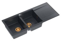 Quadri Luton монтажна двойна мивка от гранит с отцедник антрацит 116x50 см с медна тапа 1208967365