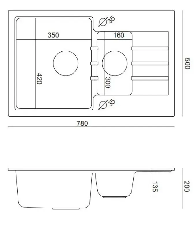 Quadri жилетка антрацит 1,5 гранитна мивка с отцедник, обърнима 78x50см 1208967381