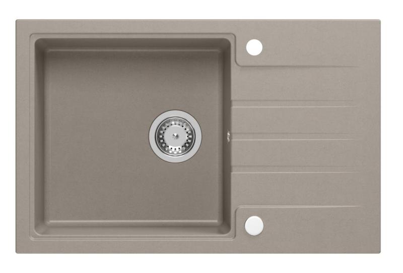 Куадри жилетка в цвят таупе, гранитна мивка с отцедник, реверсивна, 78x50см, 1208967384