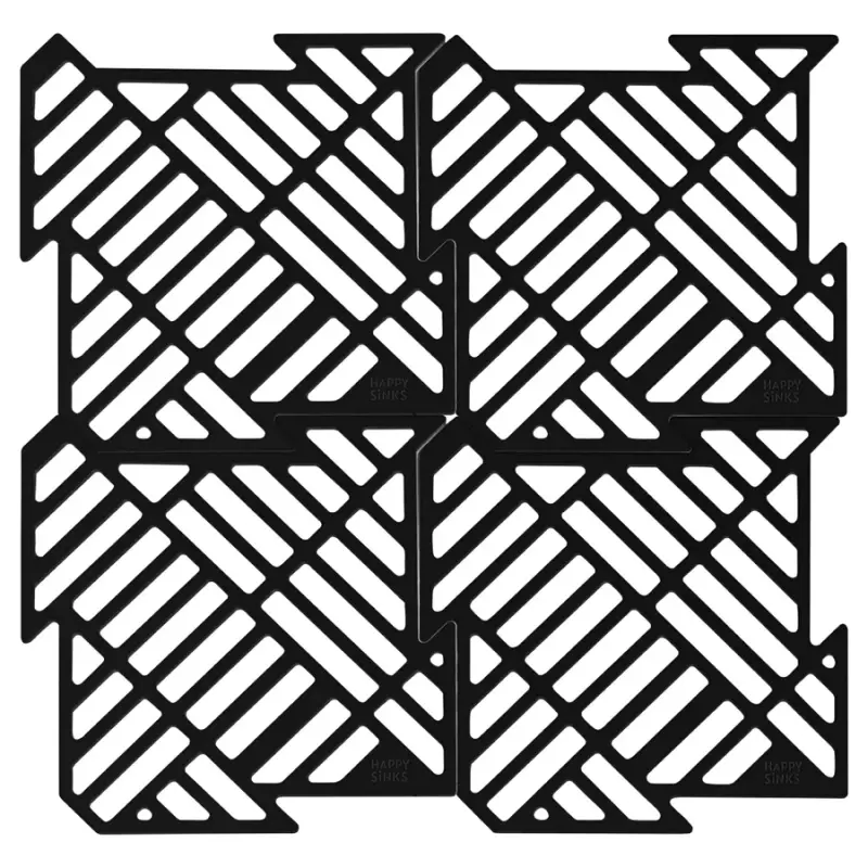 Magisso Happy Sink Пъзел черен защитник на дъното 4 броя за мивка черен 32,5 x 32,5 см 1208967385