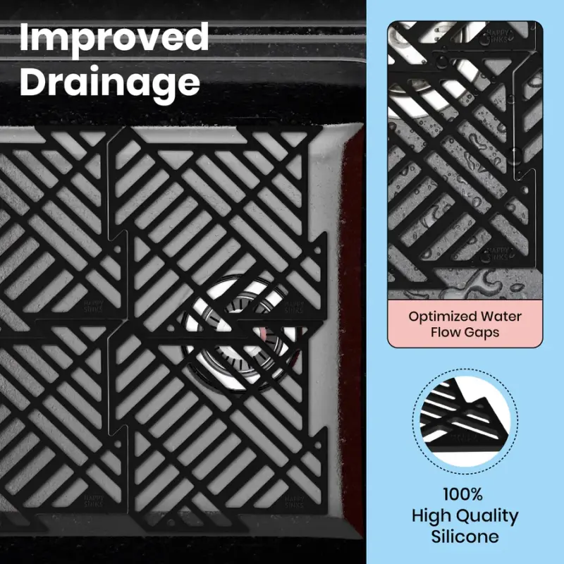 Magisso Happy Sink Пъзел черен защитник на дъното 4 броя за мивка черен 32,5 x 32,5 см 1208967385