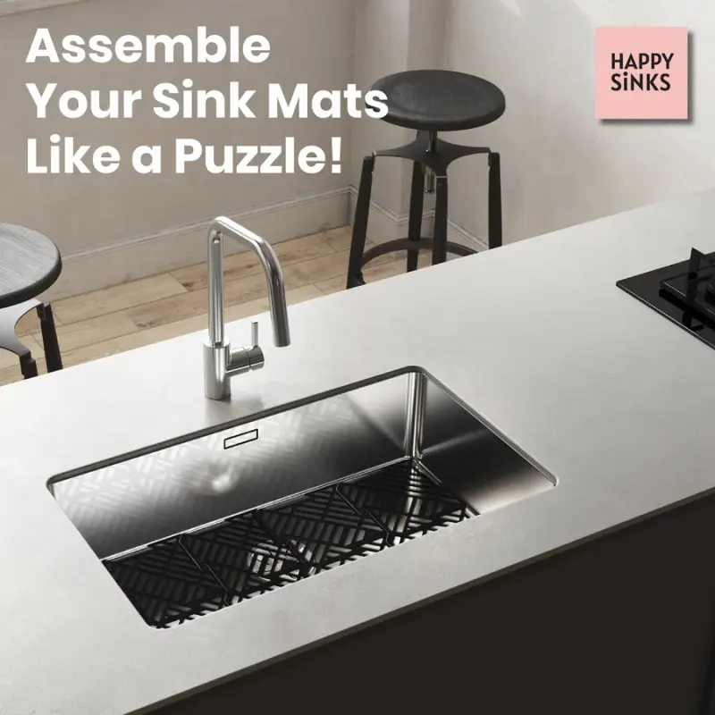 Magisso Happy Sink Пъзел черен защитник на дъното 4 броя за мивка черен 32,5 x 32,5 см 1208967385