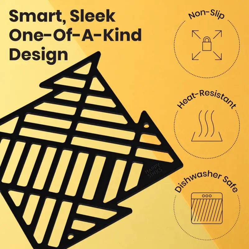 Magisso Happy Sink Пъзел черен защитник на дъното 4 броя за мивка черен 32,5 x 32,5 см 1208967385