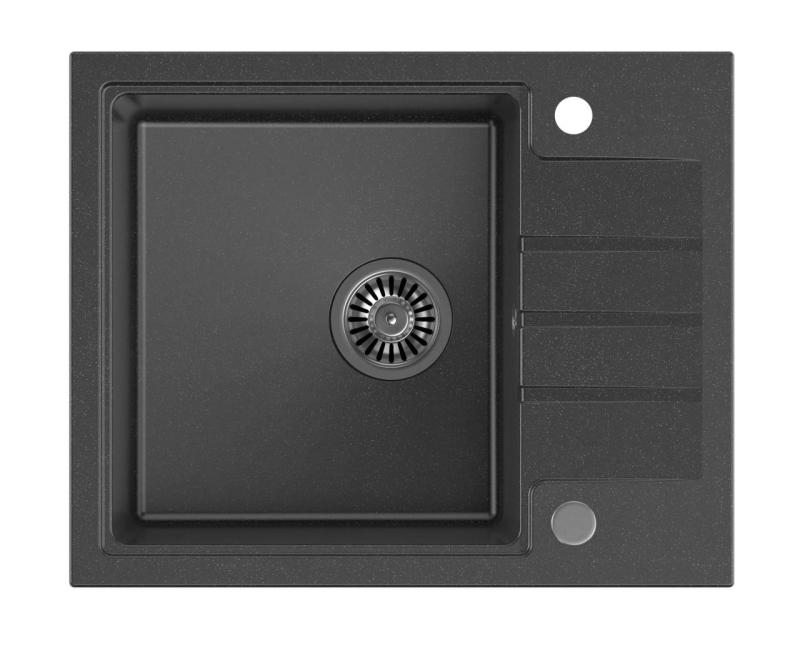 Куадри жилетка антрацит гранитна мивка с отцедник, реверсивна 62x50см 1208967391