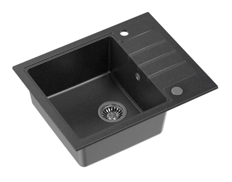 Куадри жилетка антрацит гранитна мивка с отцедник, реверсивна 62x50см 1208967391