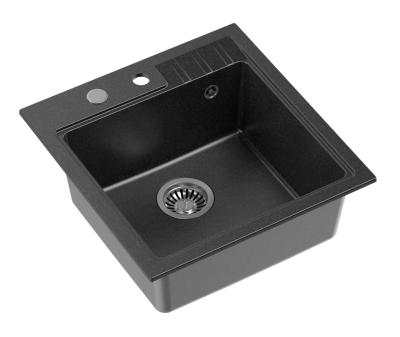 Quadri vest antraciet granieten inbouw spoelbak  50x52cm met kraangatbank 1208967394