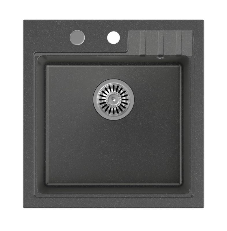 Quadri vest antraciet granieten inbouw spoelbak  50x52cm met kraangatbank 1208967394