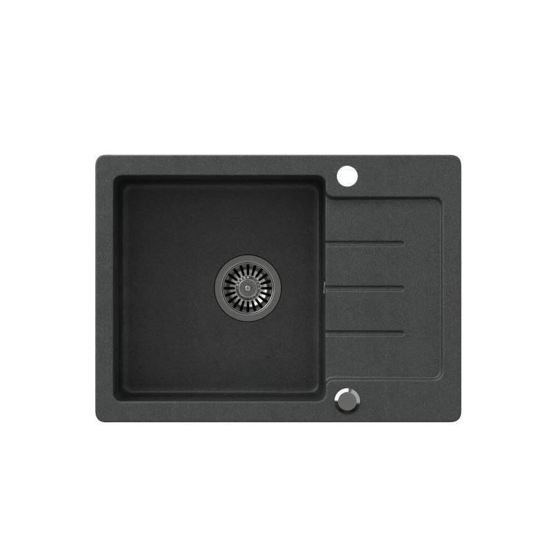 Куадри Кендал антрацит гранитна мивка с отцедник, размер 60x44cm, обръщаема, 1208967400