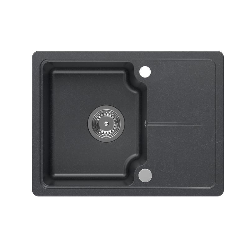 Квадри Кендъл антрацит гранитна мивка 58x44см с отделение за отцеждане 1208967403
