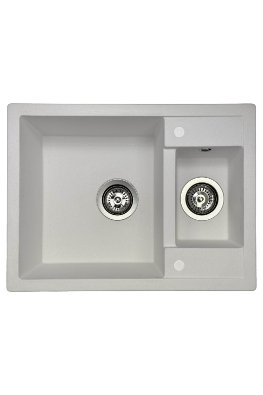 ГранитнаМоя Смарт изключително плитка 1,5 гранитна мивка за монтаж върху плот, бяла, 58x44см 1208967418