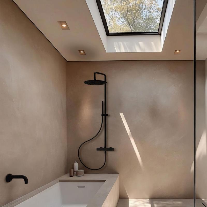 Waterevolution Flow душкомбинация с дъждовен душ матово черно 250мм T141N25PR