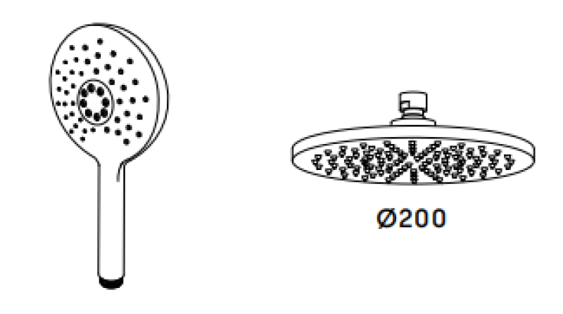 Waterevolution Flow душкомбинация с дъждовен душ матово бяло 200mm T141NRBR