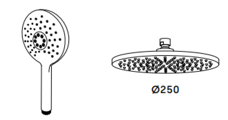 Водна революция Flow душ комбинация с дъждовен душ хром 250 мм T141NR2501