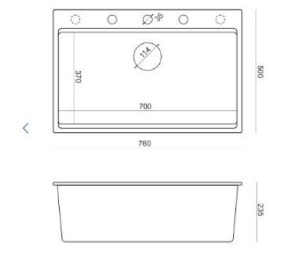 Куадри Хард Рок антрацит гранитно монтиране голяма мивка 76x50см включително меден сифон и аксесоари 1208967445
