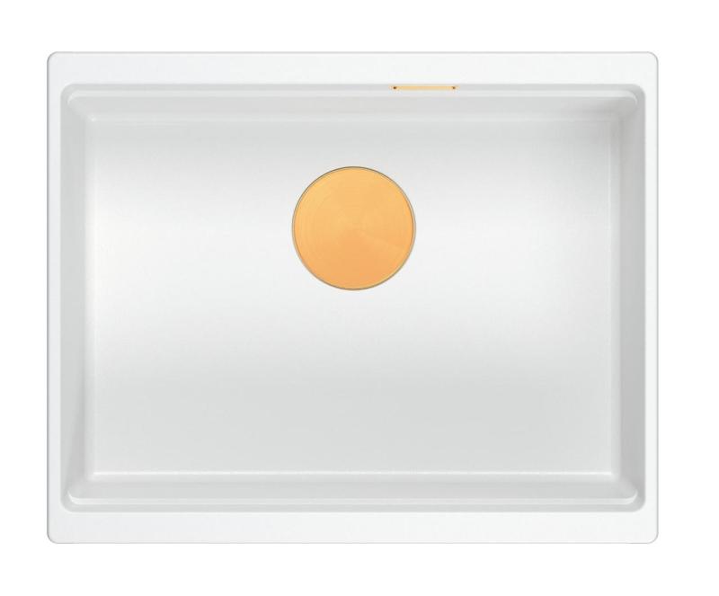 Куадри Нюпорт II бяла гранитна подмонтирна мивка бяла 560x450мм с меден сифон 1208967452
