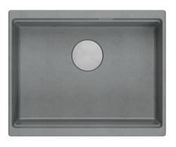 Quadri Newport II гранитна мивка за вграждане, сива, размери 560x450мм, с неръждаема тапа и капаче за оттичане 1208967456