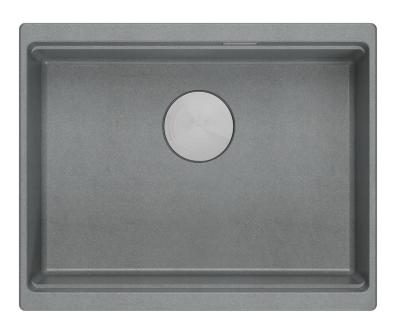 Quadri Newport II гранитна мивка за вграждане, сива, размери 560x450мм, с неръждаема тапа и капаче за оттичане 1208967456