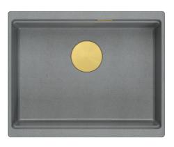 Квадри Нюпорт II гранит подмонтируем сив умивалник 560x450mm със златна тапа и изпускателна капачка 1208967457
