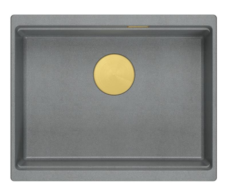 Квадри Нюпорт II гранит подмонтируем сив умивалник 560x450mm със златна тапа и изпускателна капачка 1208967457