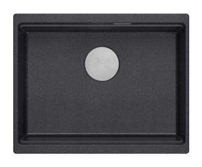Куадри Нюпорт II гранит подмонтирана антрацитна мивка 560x450mm с неръждаема стоманена тапа и капачка за оттичане 1208967459