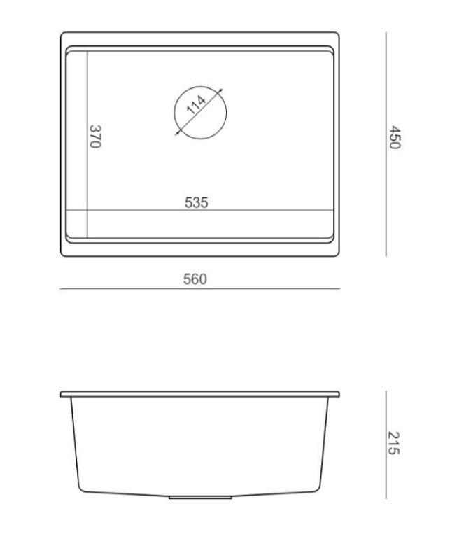 Куадри Нюпорт II гранитна подмонтируема антрацитна мивка 560x450mm със златна тапа и капачка за отвод 1208967460