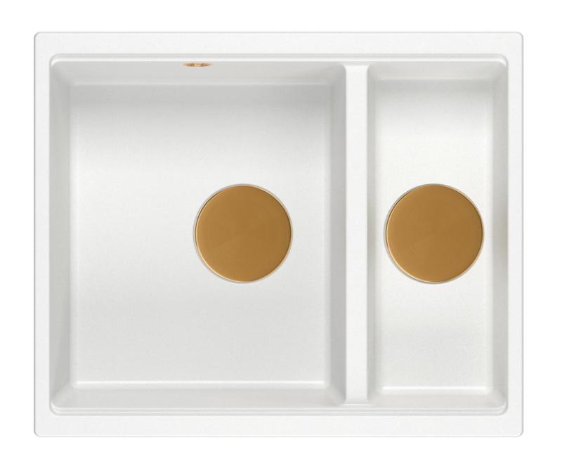 Quadri Newport II бял 1,5 мивка гранит, монтаж отгоре и отдолу, размери 555x460 мм с меден клапан 1208967463